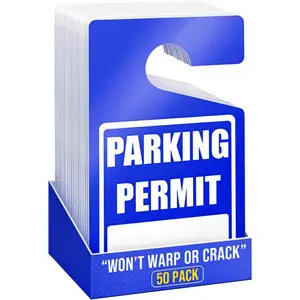 Large Thick Parking Pass Hangtags - Parking  Hang Tag -  Parking Tags for Parking Lot -  Parking  - Permanent or Temporary  Tags for Rear View Mirror 3x5" (50, Blue)