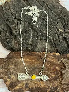 Handmade Sterling Silver Honey Dahlia Arrow Necklace with Signed Nizhoni