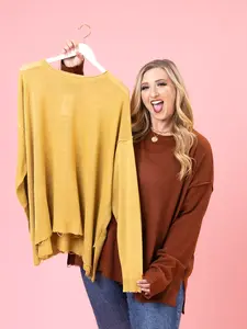 Oversized Lightweight Raw Hem Sweater by DD design | S-3XL
