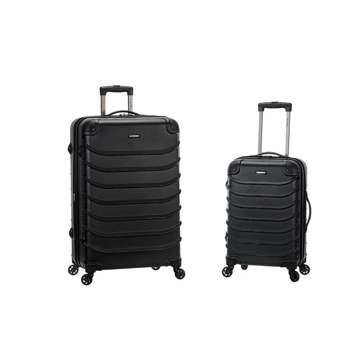 212 MAIN Speciale 2-Piece Expandable ABS Plastic Spinner Luggage Set - Lightweight Durable Carry-On, 20x28 in Black, Expandable Travel Set with Spinner Wheels