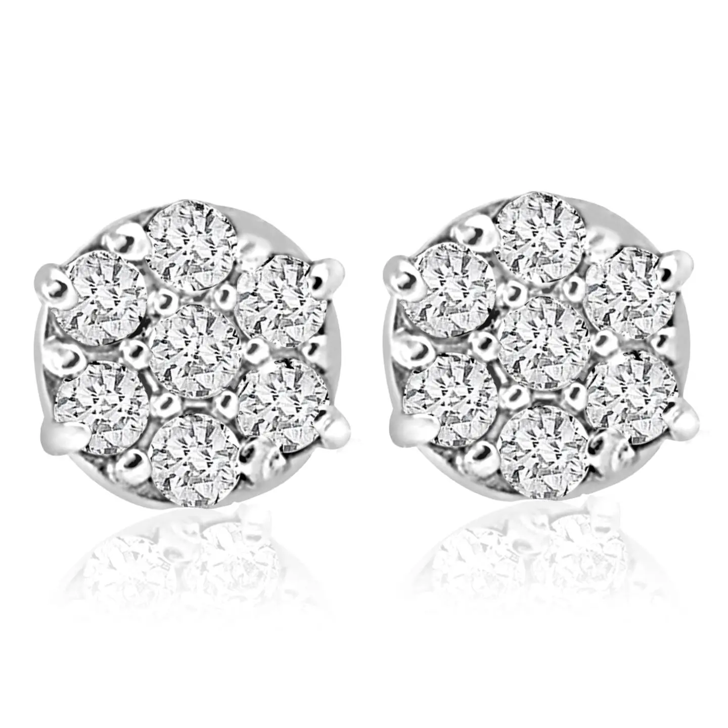 1/4cttw Diamond Cluster Womens Studs in 10k White Gold
