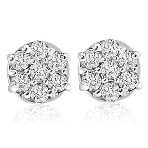 1/4cttw Diamond Cluster Womens Studs in 10k White Gold