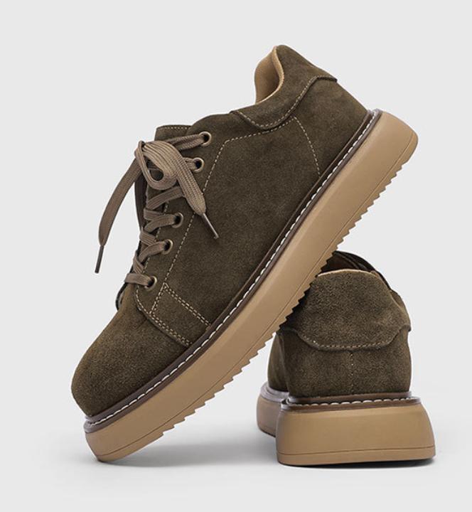 Vintage Workwear Icon: Camel Suede Platform Casual Shoes