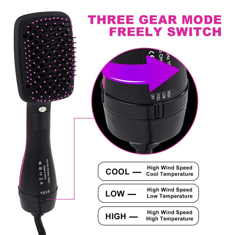 2 in 1 Hair Dryer Brush & Straightener Brush, Hair Dryer and Styler, Negative Ion Blow Dryer Brush, Hot Air Brush Detangles, Dries, Smooths, Reduce Frizz & Static