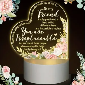 Night Light for Women Best Friend Christian Lamp Inspirational LED Light for Birthday Holiday Table Decor Elegant Flower Design Religious Gift Lighted Floor Standing Led Multicolor