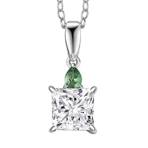 IGI Certified Luxuriant Lab Grown Diamond E-F VS and Tsavorite Garnet 2.15 ctw Pendant Necklace in 950 Platinum 20 Inches Birthday Christmas Gifts