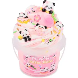 Pink Peach Butter Slime Kit, with Fun Panda Slime Add Ins, Soft Non-Sticky, Scented Slime Kit for Kids, Birthday Gifts for Boys & Girls, Classroom Rewards, DIY Stress Relief Toy (300 ml)