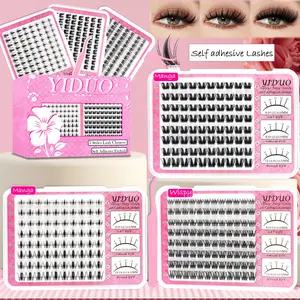 3 Styles Self-Adhesive Lash Clusters Kit, Cosmetic Eyelashes, Glueless Lash Clusters, Manga Spiky Glue-Free Lash Extensions D-Curvature Clustered Lashes 8-16mm Pre-glued Lash Clusters With Eyelash Tweezers