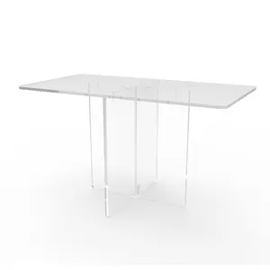 FixtureDisplays 42" L x 24" W x 31" H Clear Acrylic Plexiglass Table Breakfast Table Communion Table Trade-Show Table 10033-2