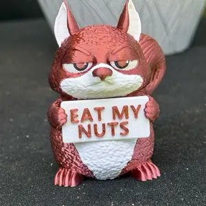 3D printed Desk Squirrel, "Eat My Nuts" Themed Desktop Decor for Office Desks