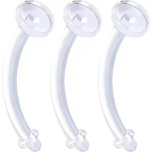 3pcs 14g Belly Button Rings Navel Piercing Retainer Clear Flexible Acrylic Bioflex Rubber O Rings Jewelry Pick Size