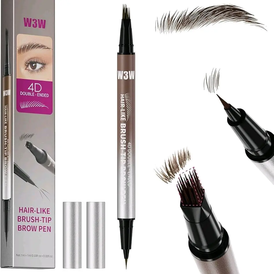 2 in 1 4D Dual-Tip Eyebrow Pencil - Waterproof Makeup for Flawless Hair-Like Strokes, Natural Look, and Brow Styling (Fine-Tipped Eyebrow Pencils for Defined Brows)
