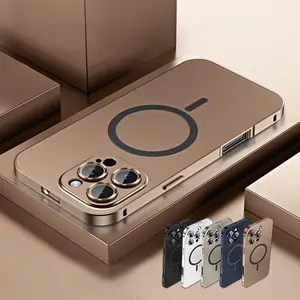 Alloy Aluminum Metal Frame with MagSafe Magnetic PC Backboard (Not a full metal case), for iPhone 17 Pro Max 17 Air 17Pro 16 15 14 13 12 Pro Max Ultra Thin Phone Cover with Full Coverage Lens Protector Support Wireless Charging Durable Shockproof Casing