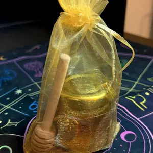 Organic Honey in Glass Jar with Spoon - Natural and Healthy Sweetener - Bottle