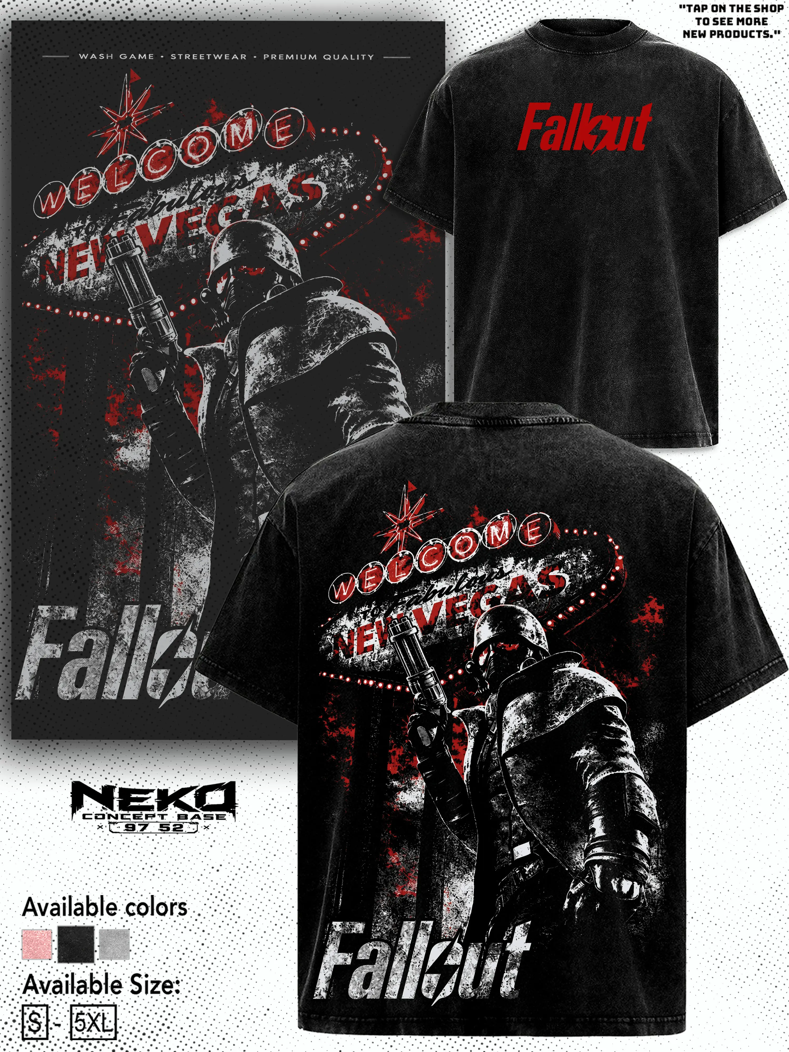 Fallout New Vegas NCR Ranger Washed Tee, Vintage Gaming Graphic T-shirt, Heavyweight Loose Fit Men Shirt, Unisex Trendy Summer Outfits, Gamer Merch Gift, Y2k Oversized