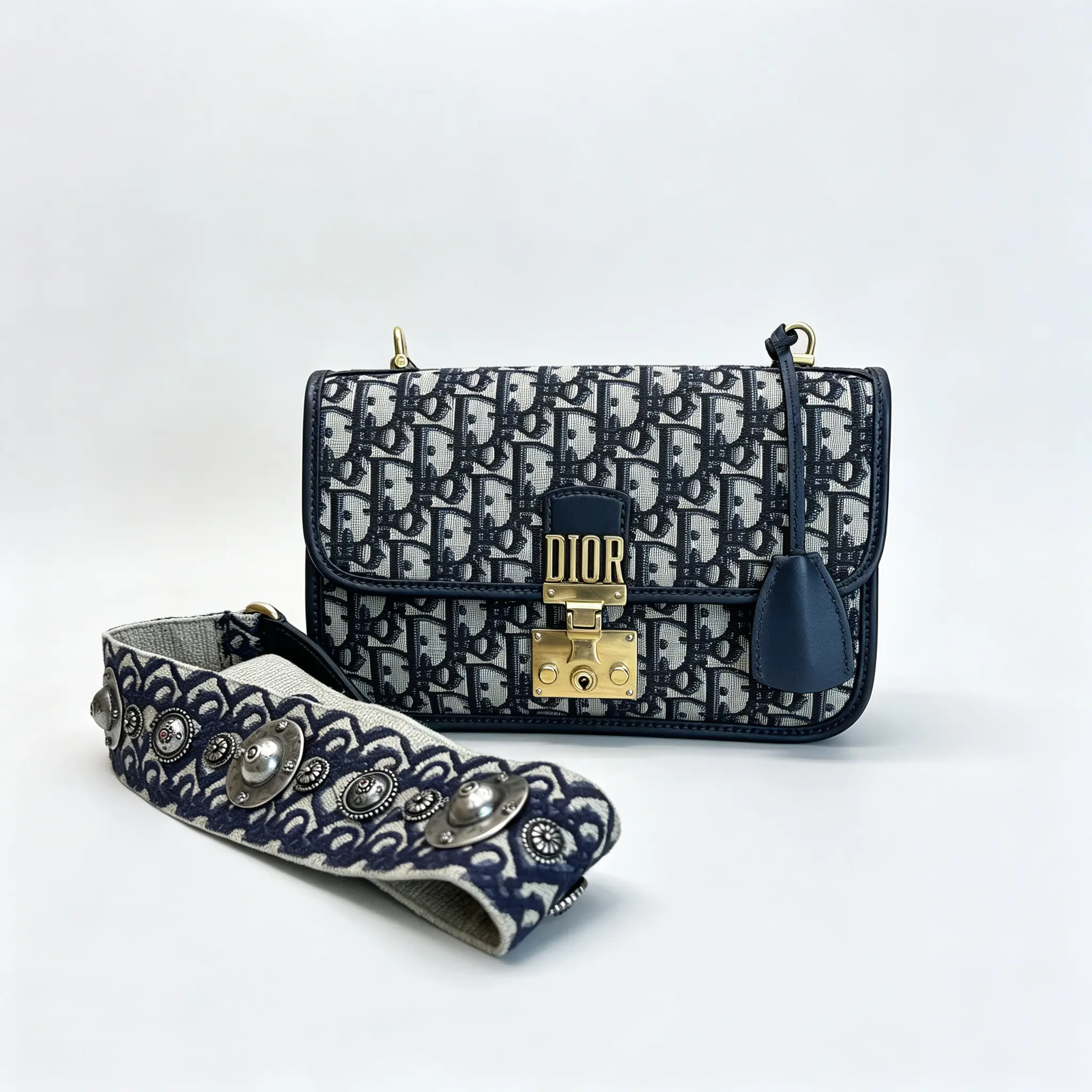 Pre-owned Dior - Crossbody Bags Book Tote Small Oblique Monogram Jacquard Flap Wide Shoulder Strap Messenger Bag 866