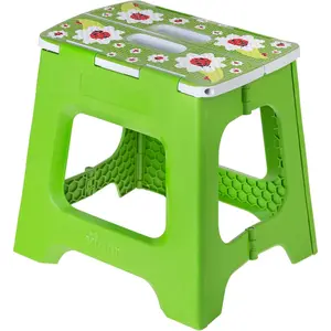 Vigar Compact Step Stool Foldable, 12-1/2-Inch Step Stools for Adults up to 330 Pound, Lightweight Stool, Non-Slip Folding Step Stool, Ladybug on Top Vigar