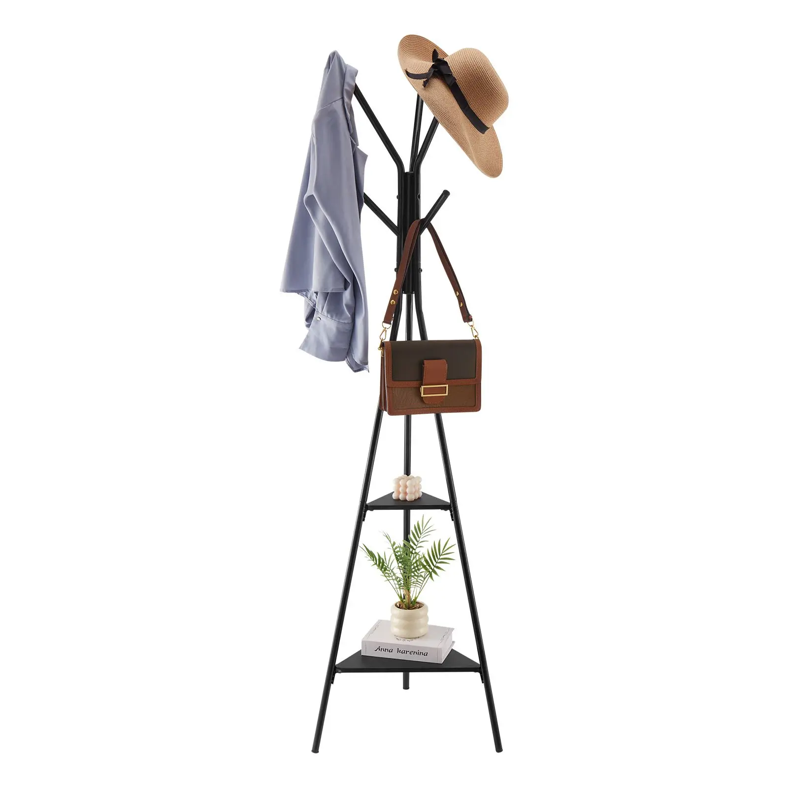 【Summerfinds】 VEVOR Coat Rack, Freestanding Coats Rack Stand with 2 Shelves 6 Hooks, Free Standing Hall Coat Tree for Entryway, Bedroom, Living Room, Modern Clothes Hanger Stand for Coats, Hats, Scarves, Handbagsdealsforyoudays