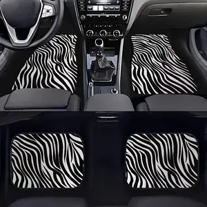 4pcs Zebra Pattern Car Floor Mats, & Zebra Design, Durable Polyester Material, Universal Fit for All Cars, Stylish Car Interior Accessory, Automotive Floor Mats, Car Accessories