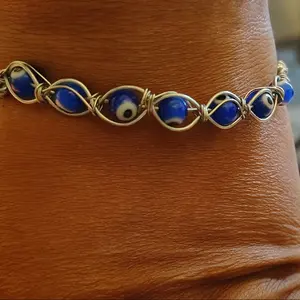 Blue Evil Eye Bracelet - Handcrafted Wire Wrapped Jewelry for Women and Men