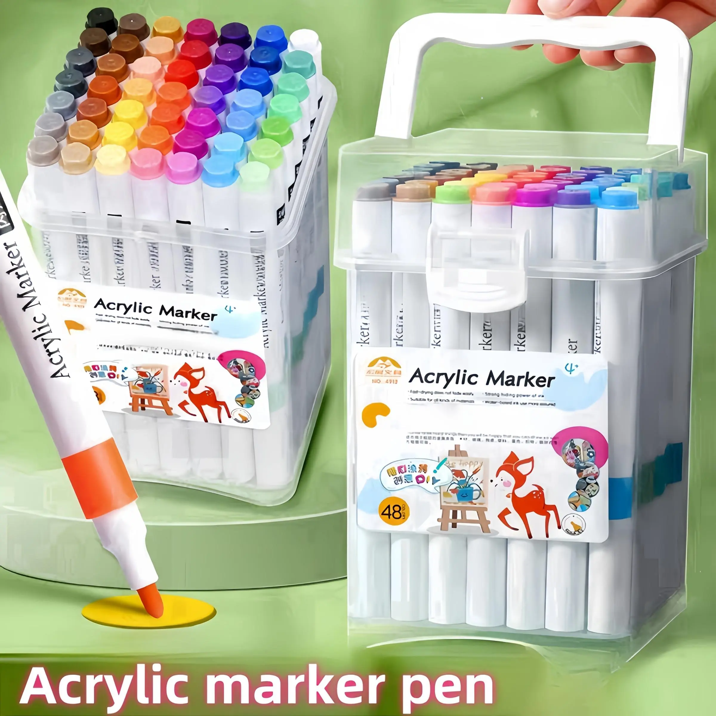 Acrylic Marker Set, 24/48 Colors, Washable Multi-Purpose Markers for Painting, Coloring, Crafts & DIY Projects, Professional Art Supplies 120/80/60/36 Colors Christmas gifts, Acrylic Painting Pen, Acrylic Drawing Markers