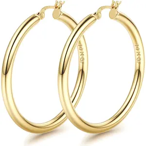 Drperfect Chunky Hoop Earrings for Women  Post Hollow Tube Hoops Earrings 4mm Thick  Hoop Earrings Hypoallergenic Lightweight  Large Hoop Earrings 25/30/40/50/60/70MM