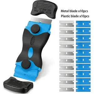 Multipurpose Durable Scraper Tools, Ideal Double-edged Design Scraper Removal Tool with 20 Extra Blades, Suitable for Cleaning, Removing Paint, Stickers, Adhesives, Labels and Residues Cordless Multifunctional Spin Scrubber