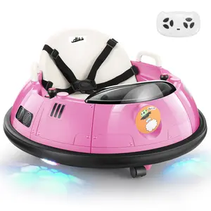 Hikole Ride-Ons Toys Bumper Car with Remote Control for Toddlers - 12V Battery Power, 3 Speeds, 360 Degree Spin, LED Lights, Safety Belt