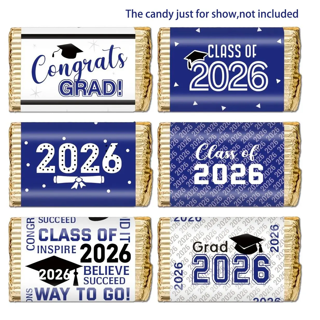 5sheets/30pcs 2026 Graduation Season Chocolate&candy Wrapper Stickers, Grad Cap Design Candy Wrapper Stickers, Perfect for Congrats Grad, party supplies, Food Stickers, Self Adhesive Stickers, Self Adhesive Labels