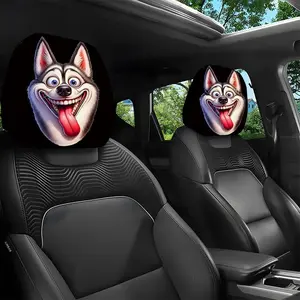 2pcs 11x10.2 Inch Goofy Husky Pattern Car Headrest Covers, Universal, Easy to Install and Durable, Ideal Car Interior Seat Accessories. Suitable for daily travel,Great Gifts for Car Enthusiasts and Holiday Presents 1.30LYY-2