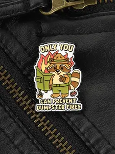 Humorous Self-Deprecating Enamel Pin, Cartoon Raccoon Design, Fun Decoration for Daily Identity and Social Interaction Scenes