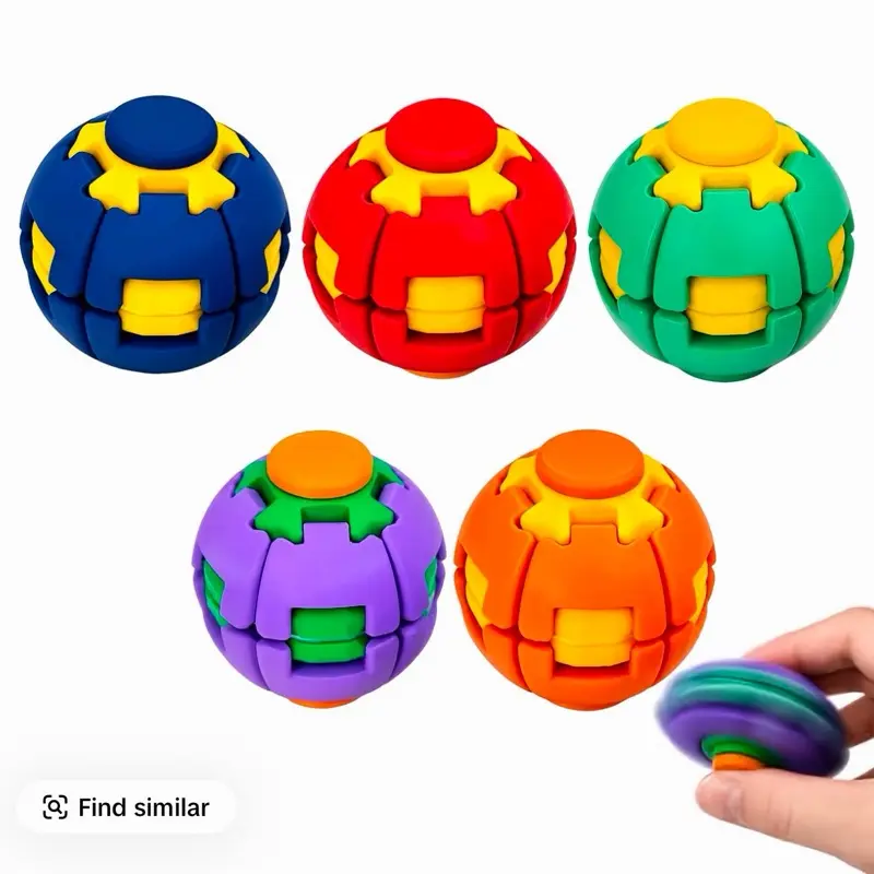 3D Printed Press-to-Spin Fidget Ball - Quiet 360° Rotation Sensory Toy, Portable Stress Relief Desk Spinner for Adults with ADHD Anxiety (Green)