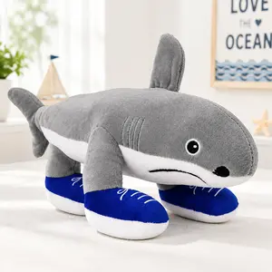 Shark Plush Toy for Kids – Soft Stuffed Animal, Blue Sneaker Detail, Perfect for Boys & Girls, Birthday & Holiday Gift