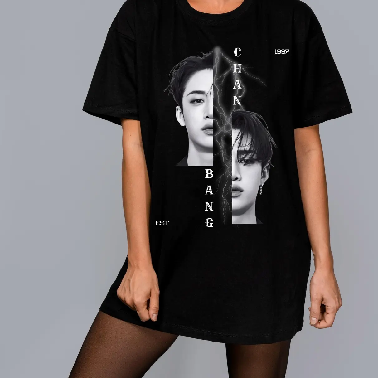 Bang Chan Inspired Vintage Graphic T-Shirt, SKZ Inspired K-Pop Boy Group Tee, Retro Streetwear Shirt, Unisex Music Fan Gift, Viral TikTok Style
