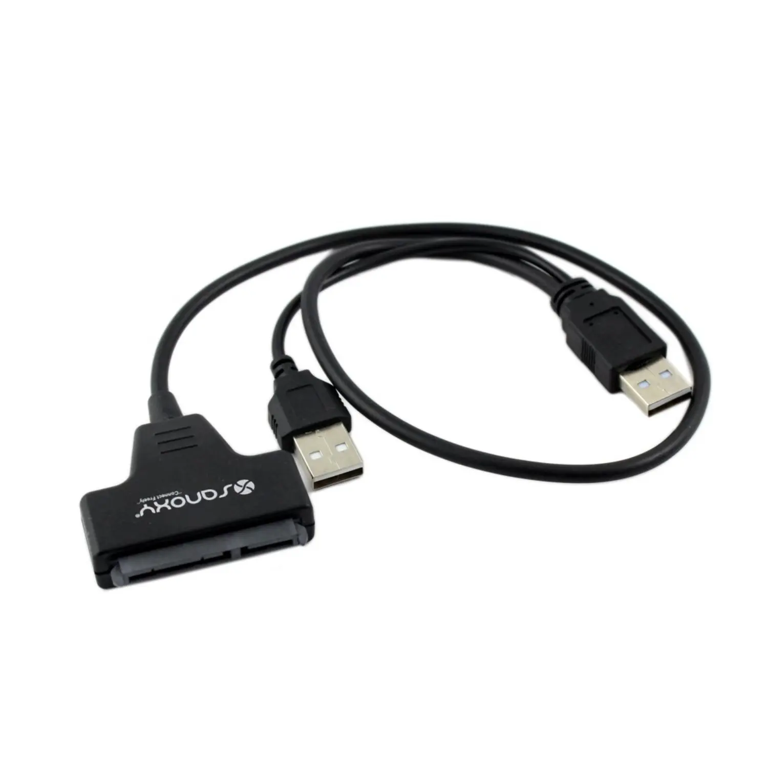 SANOXY USB 2.0 to SATA Adapter Cable – Dual USB to 2.5" SATA/SSD Hard Drive Converter, 480Mbps Transfer Speed, Plug & Play, No Driver Needed for Data Transfer, Backup & Drive Testing