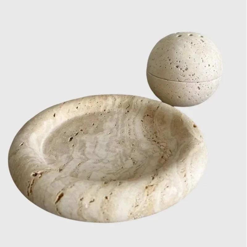 Stonekocc US Stock Natural Stone Tray Dark Emperador Travertine Lilac White Marble