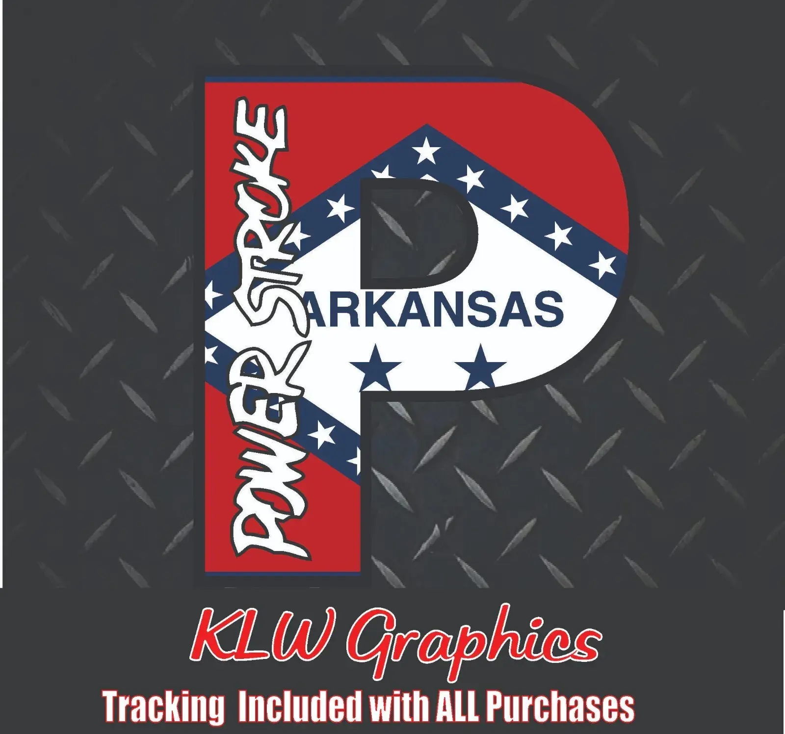 Powerstroke P Arkansas Flag Print Full Color Decal Sticker Turbo Diesel Truck 6.7 7.3 Crew Cab