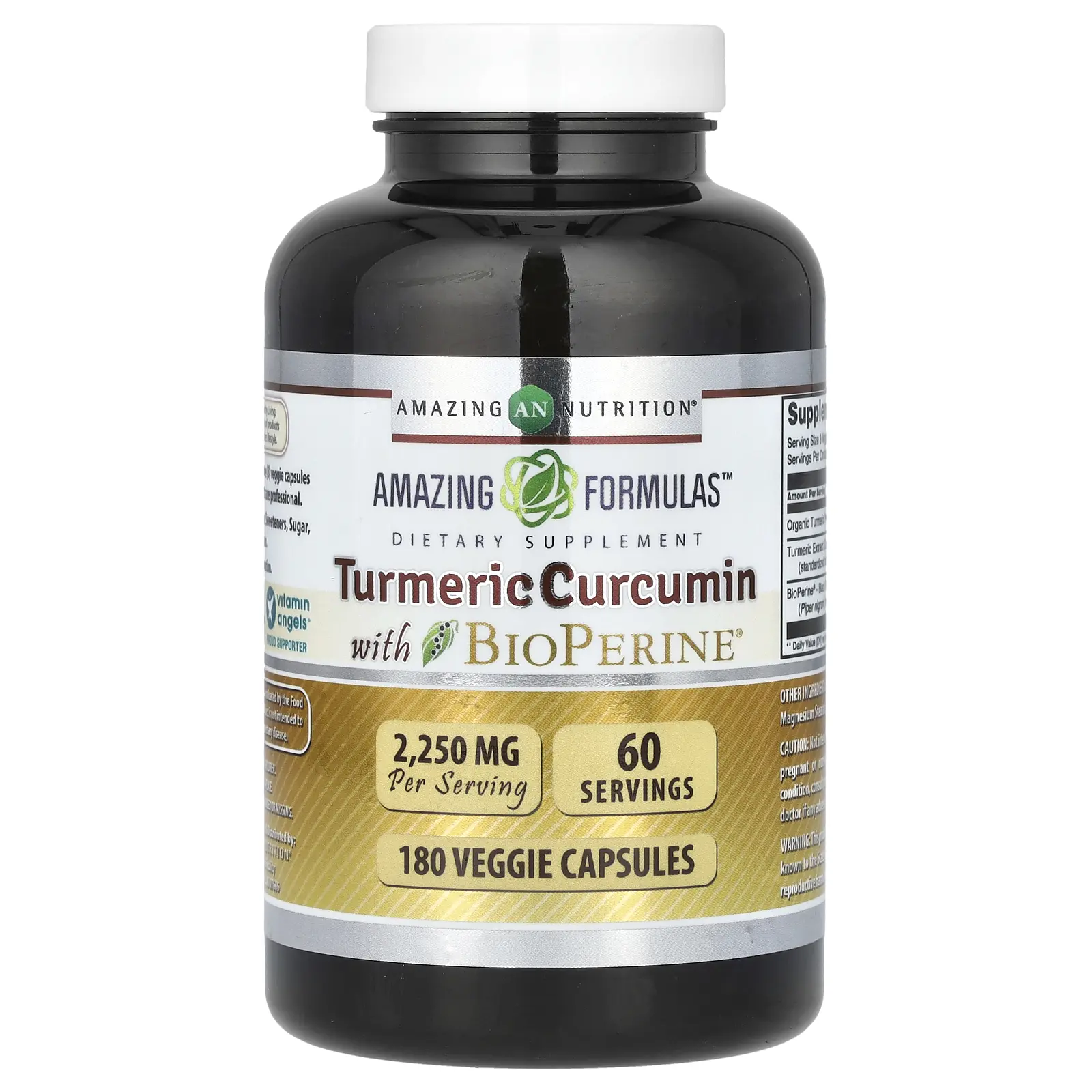 Amazing Nutrition Turmeric Curcumin with BioPerine, 180 Veggie Capsules