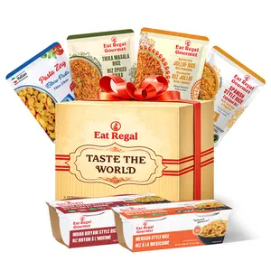 Eat Regal Taste the World – Global Rice & Pasta Variety Pack, 6-Item Ready-to-Eat Holiday Gift Box | Indian, Nigerian, Mexican, Spanish & Italian Inspired Sides | Ready in 1–2 Minutes | Limited Edition