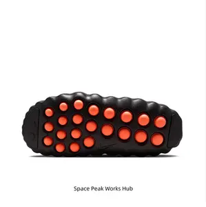 Matte Black Perforated Slip On Clogs Orange Stud Outsole Unisex Outdoor Closed Toe Slide Sandals
