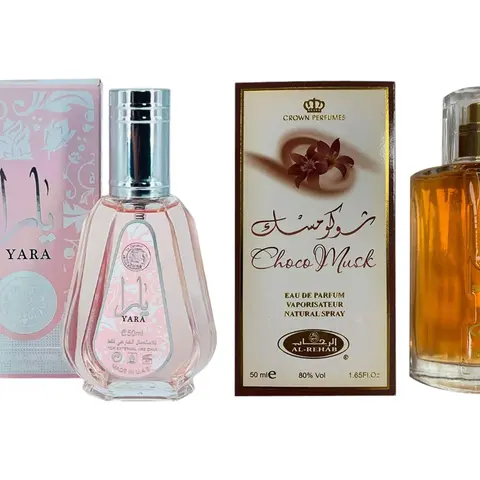 (2pc Bundle Pack) 50ml Yara EDP by Ard Al Zaafaran + 50ml Choco Musk EDP by Al-Rehab