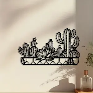 1pc Rustic Cactus Metal Wall Art, Rustic Cactus Statue Mural, Perfect for Living Room, Indoor/Outdoor, Home Decor, Housewarming Decor, Ideal Gift for Plant Enthusiasts autumn home decor
