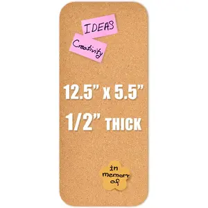 1 Pack 12.5"*5.5" 1/2"(12mm) Thick Self-Adhesive Cork Board Tiles, Bulletin Board for Walls Office Home School