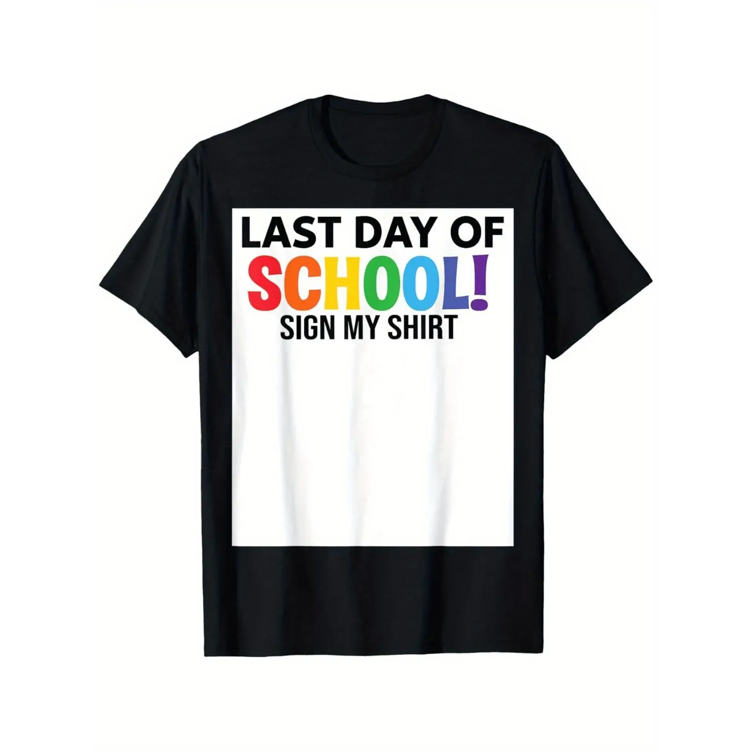 2026 Last Day of School Sign My Shirt Kids' Short Sleeve Tops - Classic Crew, Medium Stretch, Relaxed Cut, Soft Breathable School Print Tee, Comfortable Casual Gift for Graduation