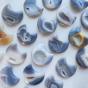 Druzy Agate Moon Crystal Carving