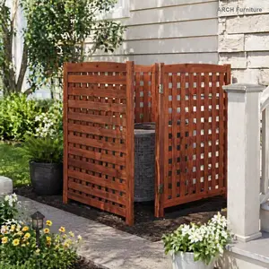 ARCH 3-Panel Outdoor Air Conditioner Fence Screen, Outside Wood Privacy Fence, 32" W x 38" H