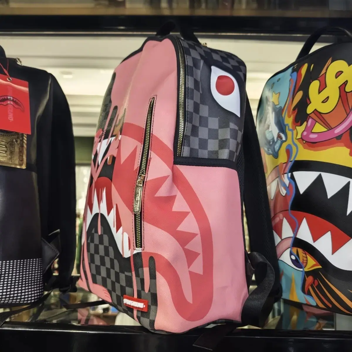 Multicolor Graffiti Fringe Women\'s Backpack - Pink Accent SG shark graffiti backpack trendy brand fashion large  main image 3