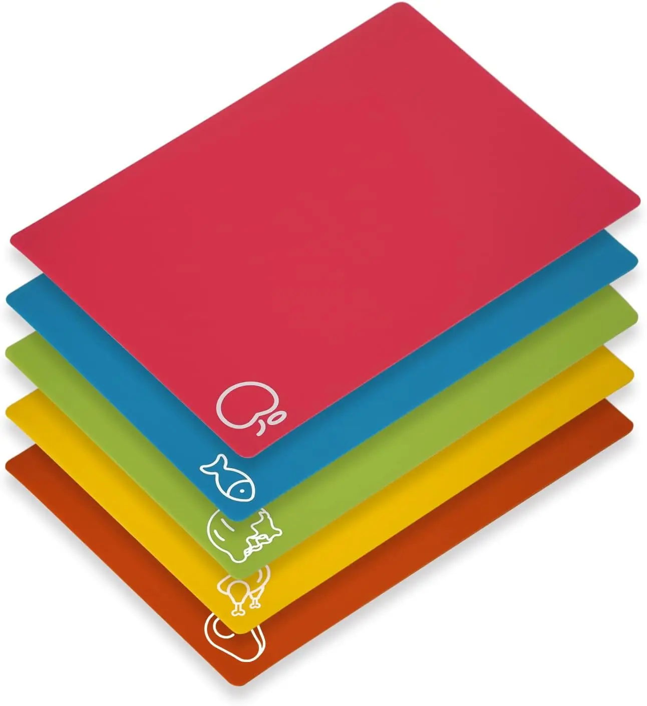 5 Pieces Flexible Cutting Boards, BPA Free Plastic Cutting Boards for Kitchen, Non Slip Cutting Mat for Meat and Vegetables Goodluck