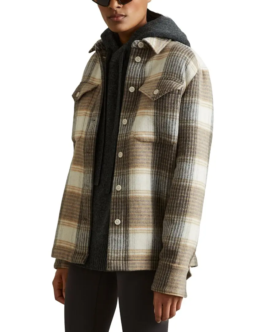 Reiss Phoebe Check Wool-Blend Shacket