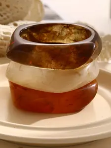 Women Resin Cuff Bracelet Set, Geometric Design Party Jewelry, Casual Daily Wear Accessory, Perfect Gift for Women & Friends, Geometric Pattern